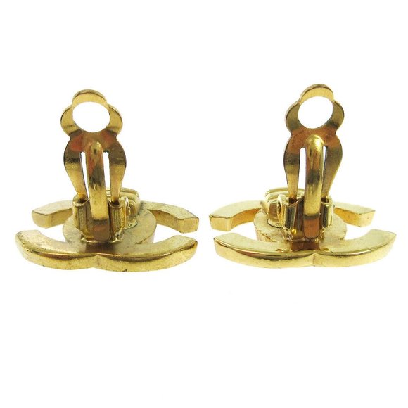 Auth Chanel CC Turnlock Earrings Clip-On Gold Small - Picture 2 of 4